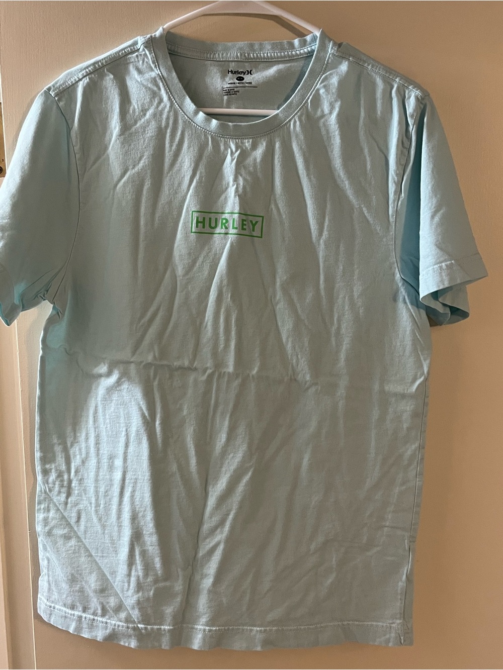 Hurley Men's Medium Light Blue Graphic Logo T-Shirt Short Sleeve Cotton